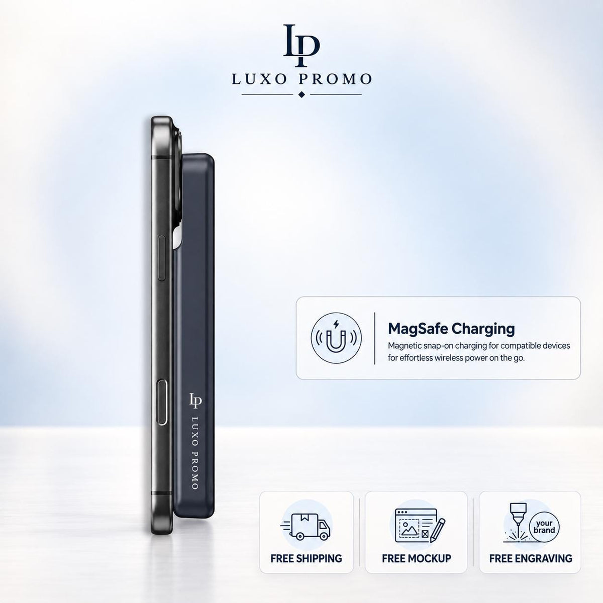 Personalized MagSafe Power Bank, Custom Light-Up Logo Charger, Corporate Gift, Bulk Branded 10000mAh Charger