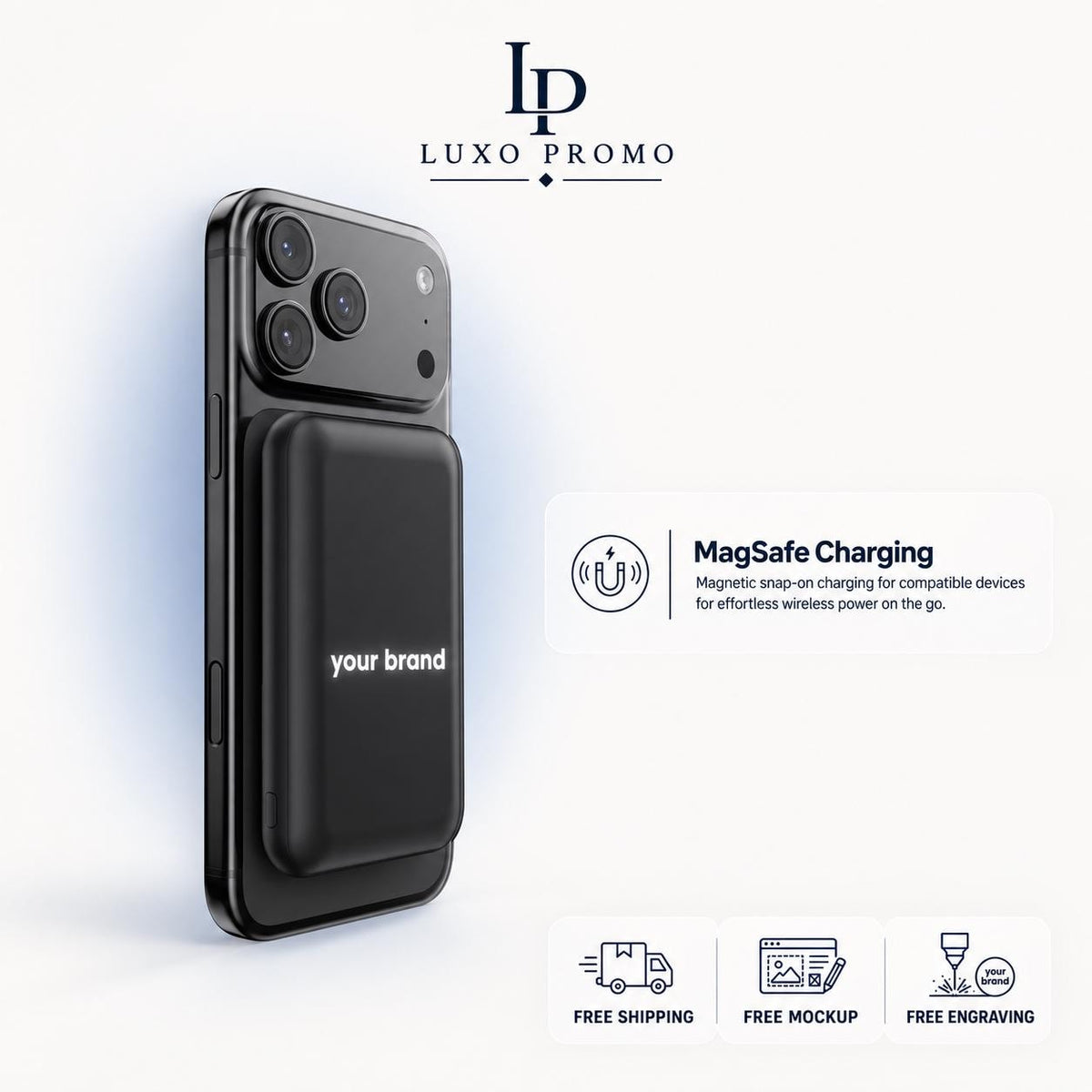 Personalized Light-Up MagSafe Power Bank, Custom Logo Charger, Corporate Gift, Branded 10000mAh Portable Charger