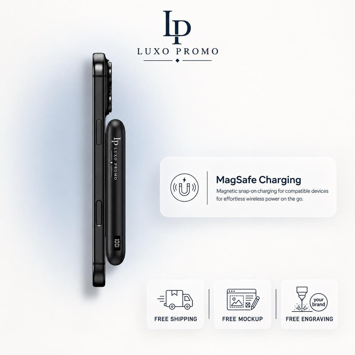 Personalized Light-Up MagSafe Power Bank, Custom Logo Charger, Corporate Gift, Branded 10000mAh Portable Charger