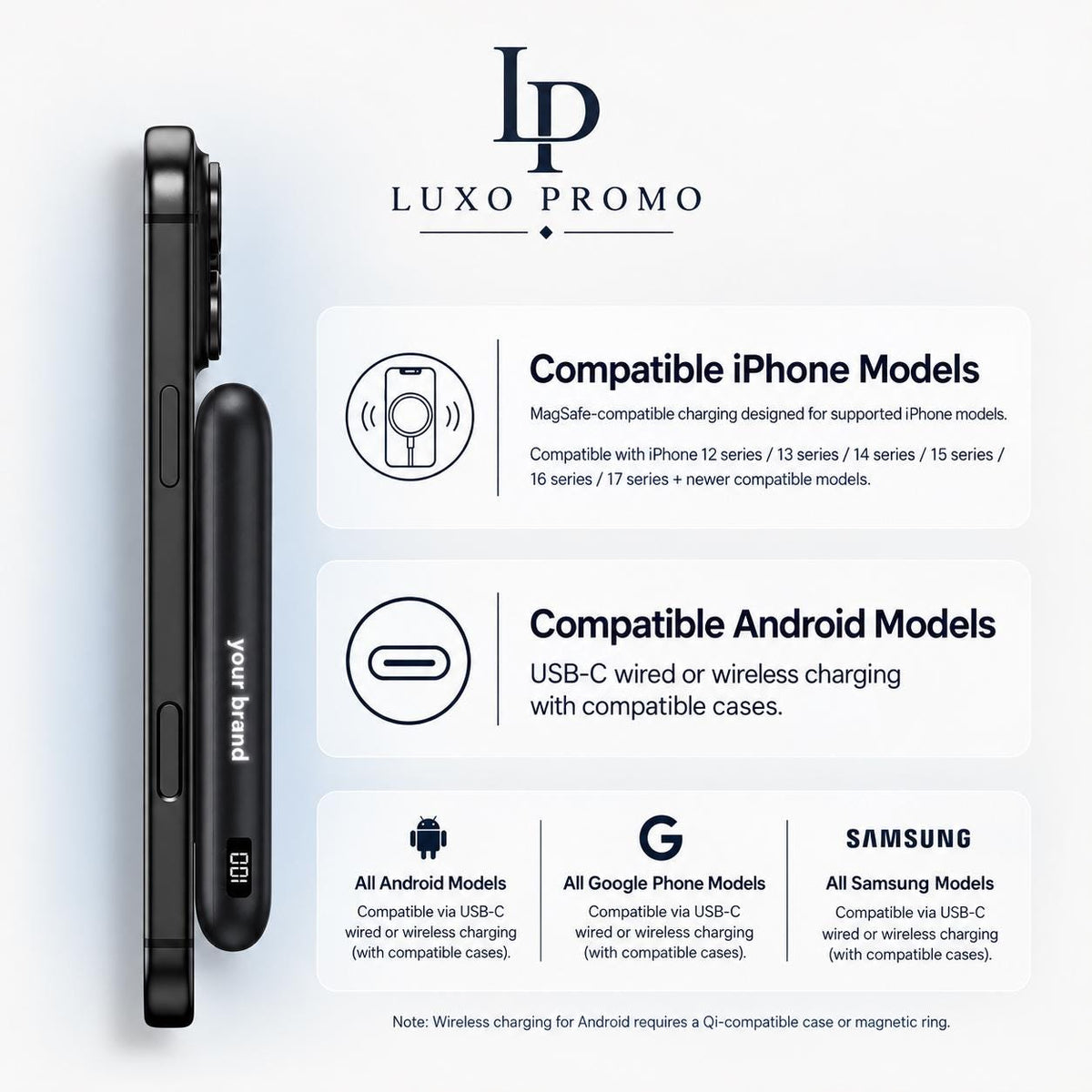 Personalized Light-Up MagSafe Power Bank, Custom Logo Charger, Corporate Gift, Branded 10000mAh Portable Charger
