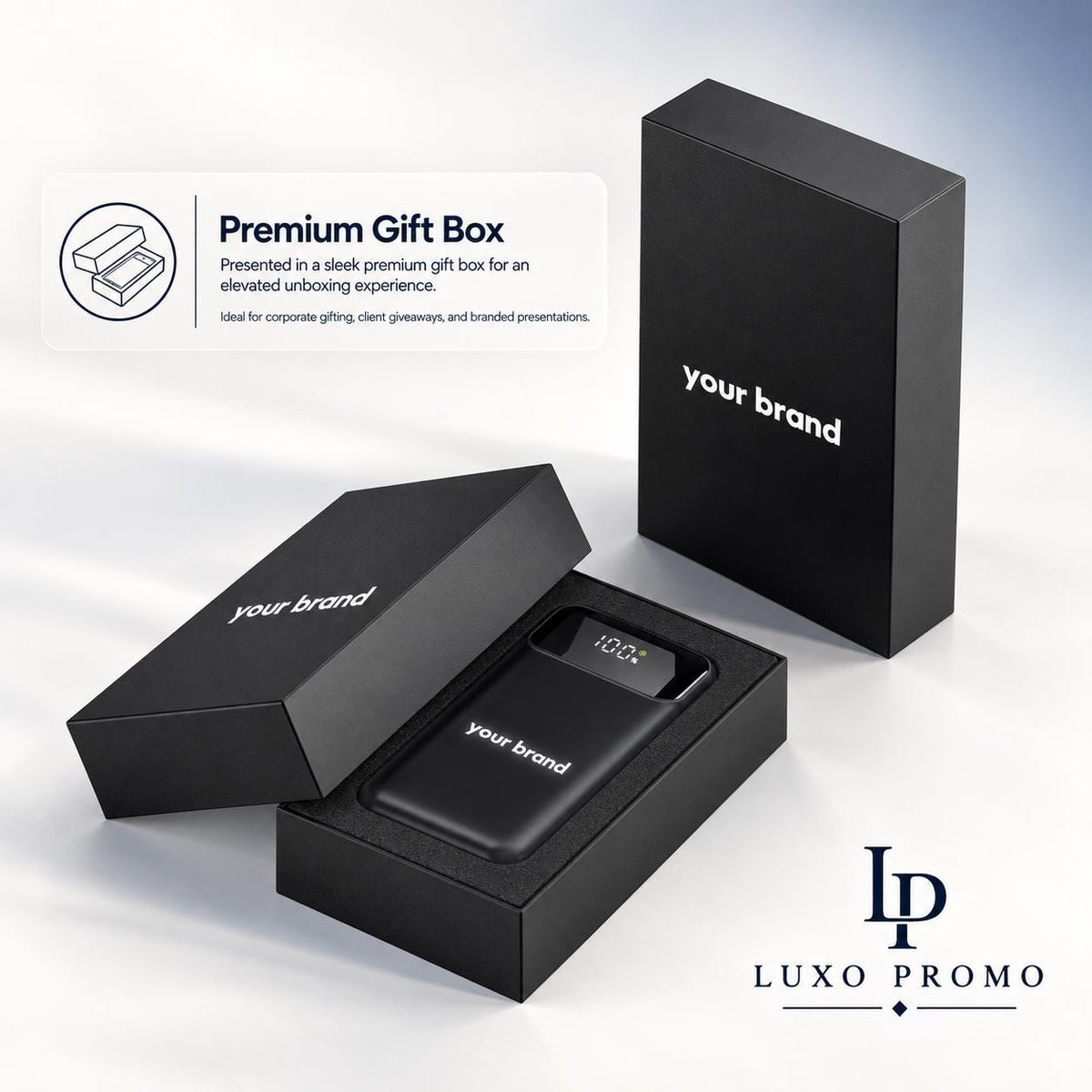 Personalized Light-Up Power Bank with Built-In Cables, Custom Logo Charger, Corporate Gift, Branded 10000mAh Charger