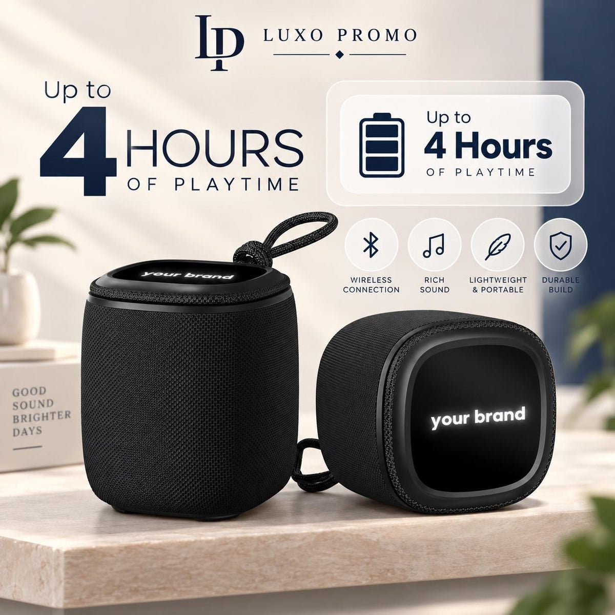 Personalized Light-Up Bluetooth Speaker, Custom Logo Wireless SoundBox, Portable TWS Corporate Gift for Employees