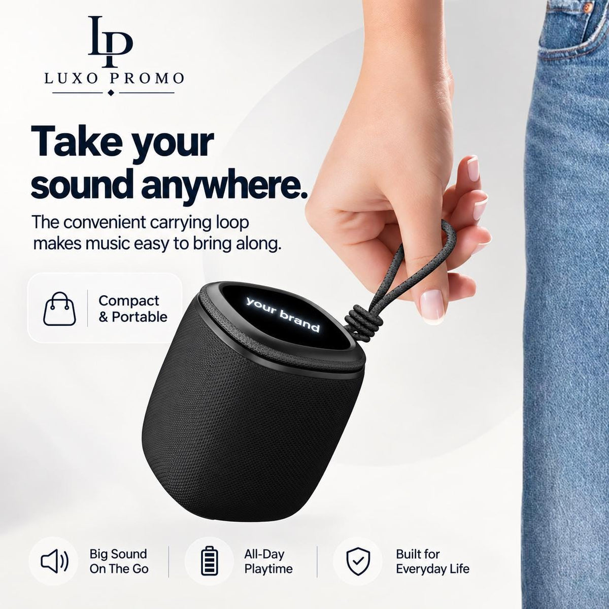 Personalized Light-Up Bluetooth Speaker, Custom Logo Wireless SoundBox, Portable TWS Corporate Gift for Employees