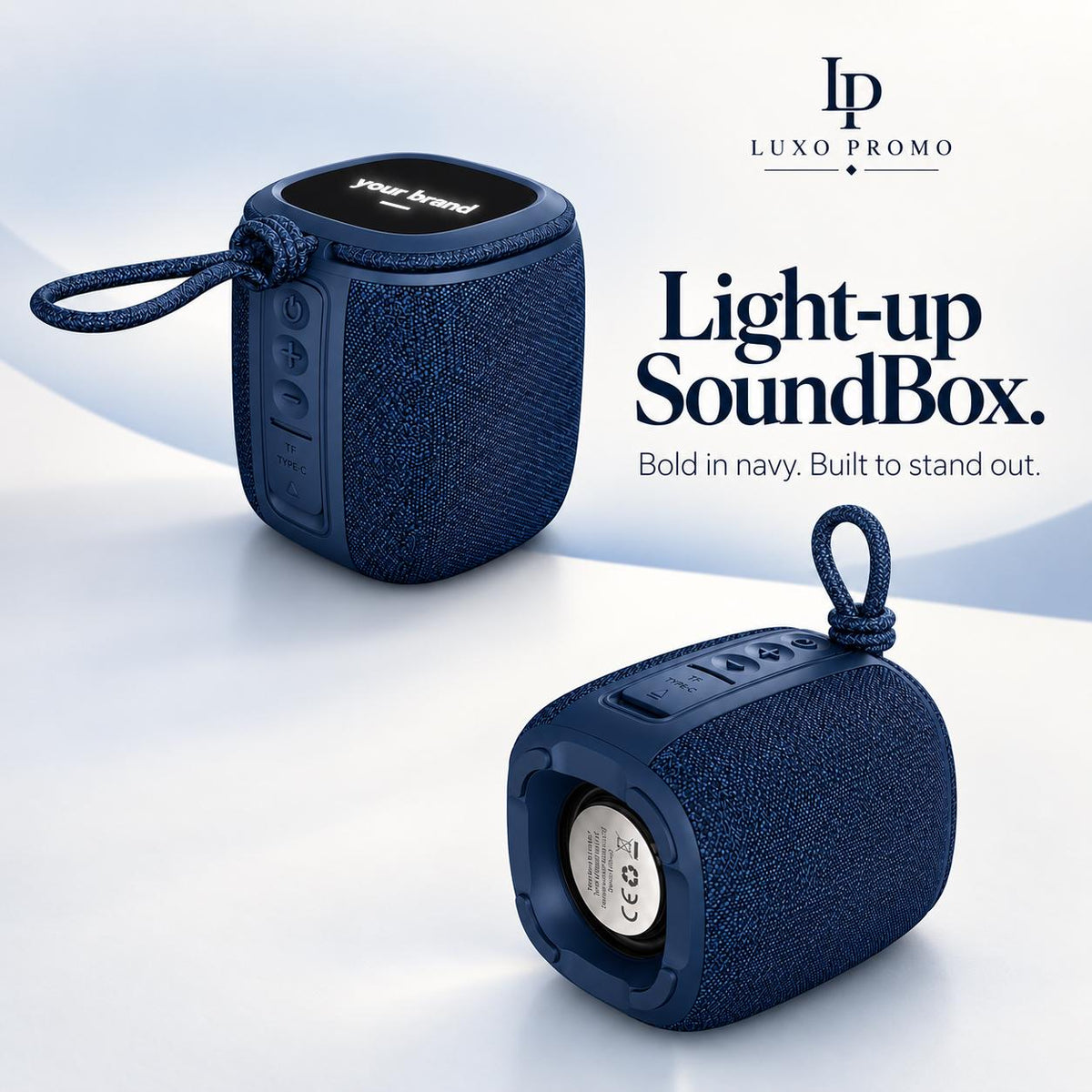 Personalized Light-Up Bluetooth Speaker, Custom Logo Wireless SoundBox, Portable TWS Corporate Gift for Employees