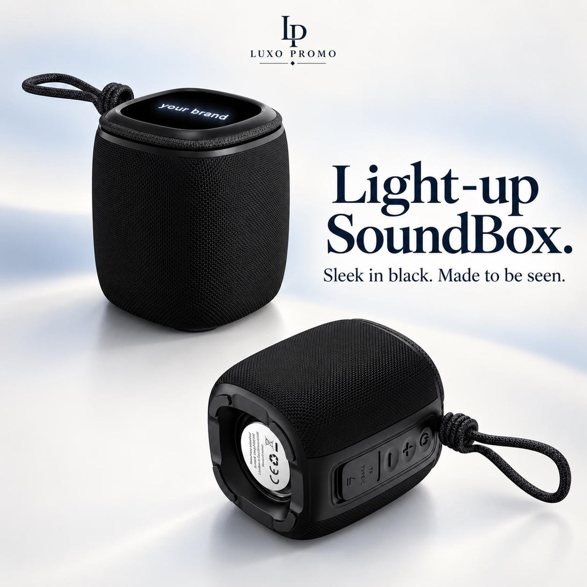 Personalized Light-Up Bluetooth Speaker, Custom Logo Wireless SoundBox, Portable TWS Corporate Gift for Employees