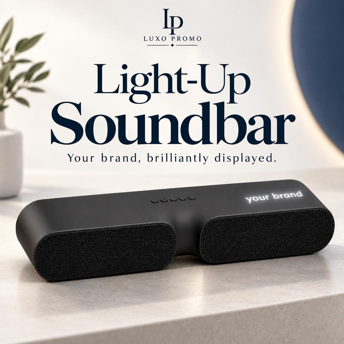 Personalized Light-Up Soundbar, Custom Logo 20W Bluetooth Speaker with HDMI USB-C SD Card, Corporate Employee Gift