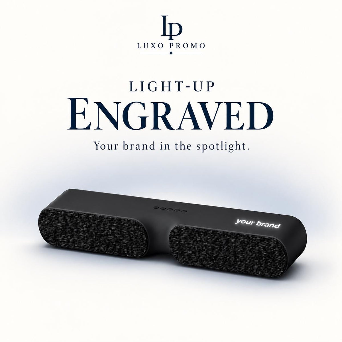 Personalized Light-Up Soundbar, Custom Logo 20W Bluetooth Speaker with HDMI USB-C SD Card, Corporate Employee Gift