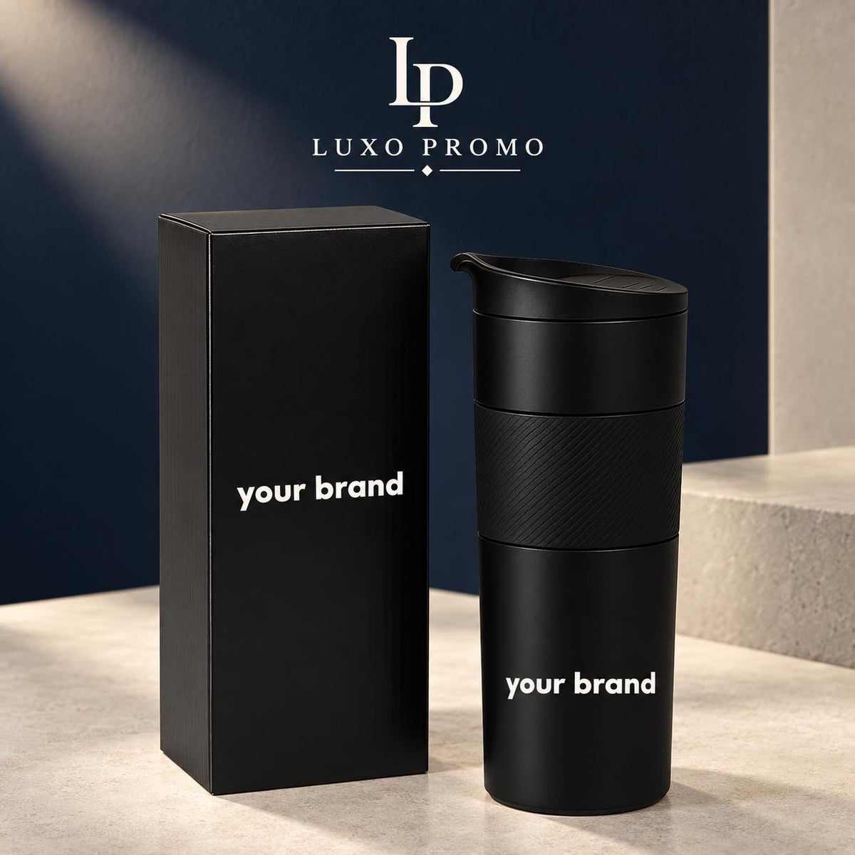 Personalized 18oz Travel Tumbler, Custom Logo Insulated Coffee Cup, Engraved Corporate Employee Client Gift