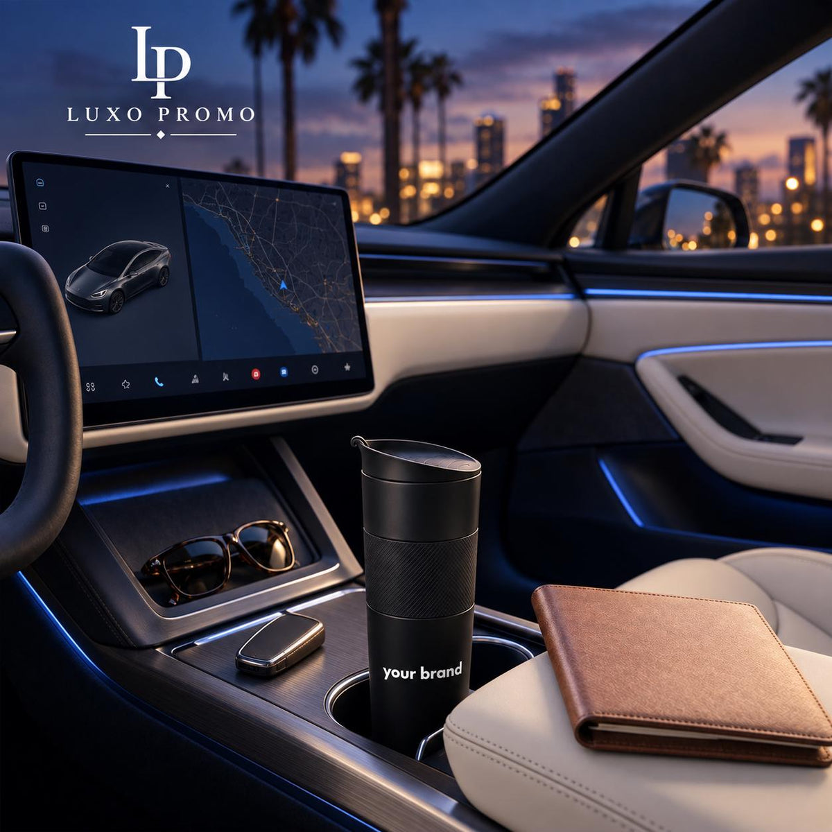 Personalized 18oz Travel Tumbler, Custom Logo Insulated Coffee Cup, Engraved Corporate Employee Client Gift