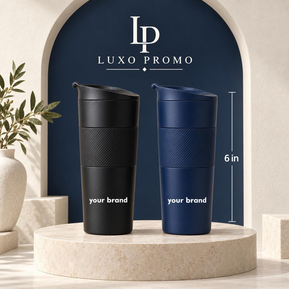 Personalized 18oz Travel Tumbler, Custom Logo Insulated Coffee Cup, Engraved Corporate Employee Client Gift