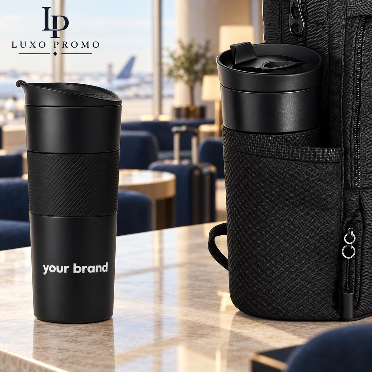 Personalized 18oz Travel Tumbler, Custom Logo Insulated Coffee Cup, Engraved Corporate Employee Client Gift