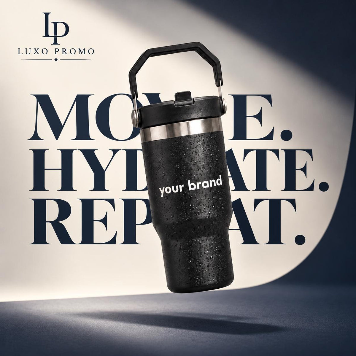 Personalized 20oz Tumbler with Handle, Custom Logo Insulated Travel Cup, Corporate Employee Client Gift