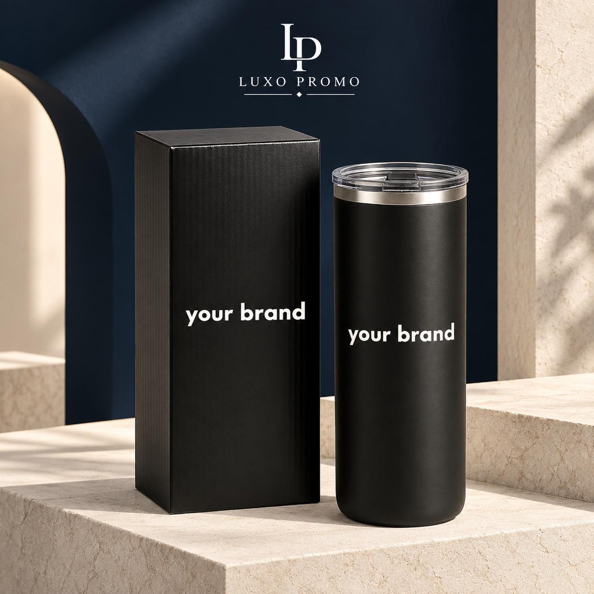 Personalized 16oz Slim Tumbler, Custom Logo Stainless Steel Travel Cup, Corporate Employee Client Gift