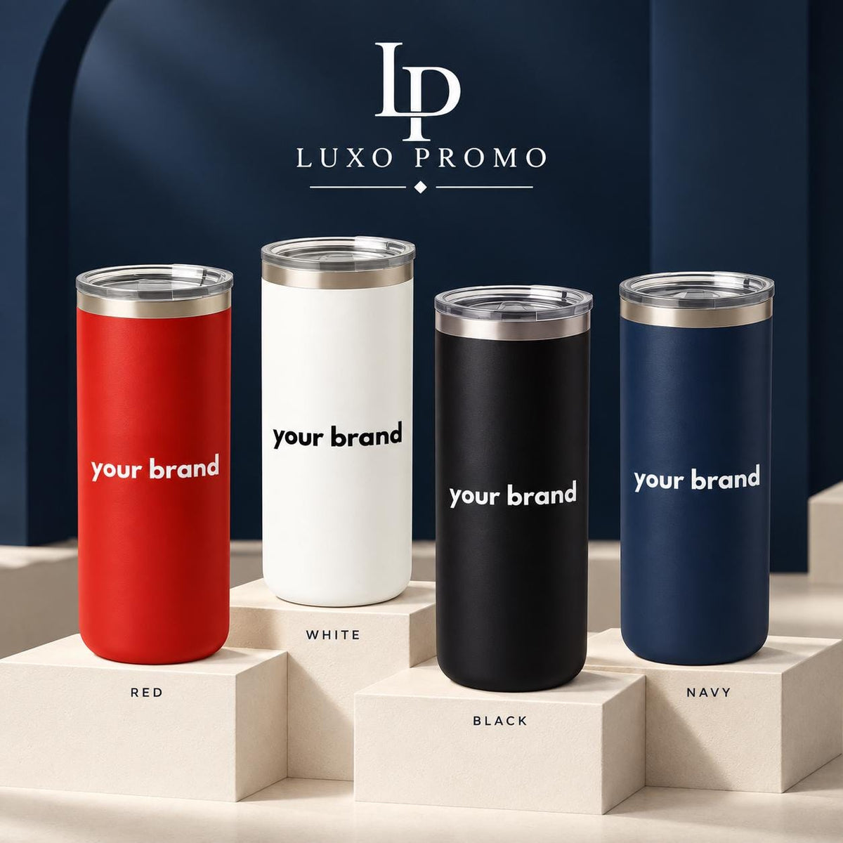 Personalized 16oz Slim Tumbler, Custom Logo Stainless Steel Travel Cup, Corporate Employee Client Gift