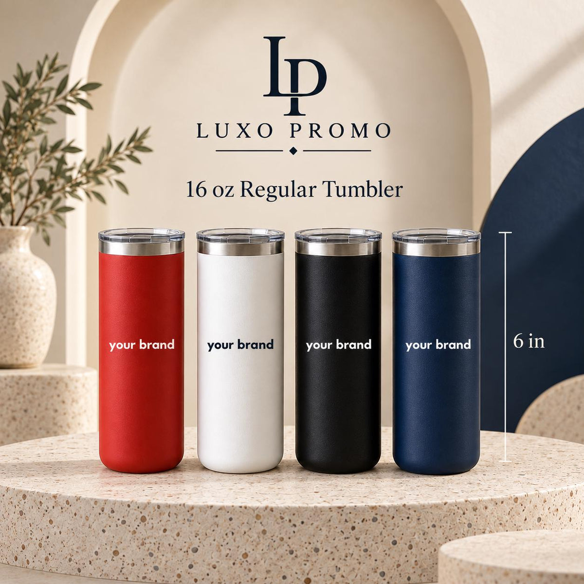 Personalized 16oz Slim Tumbler, Custom Logo Stainless Steel Travel Cup, Corporate Employee Client Gift