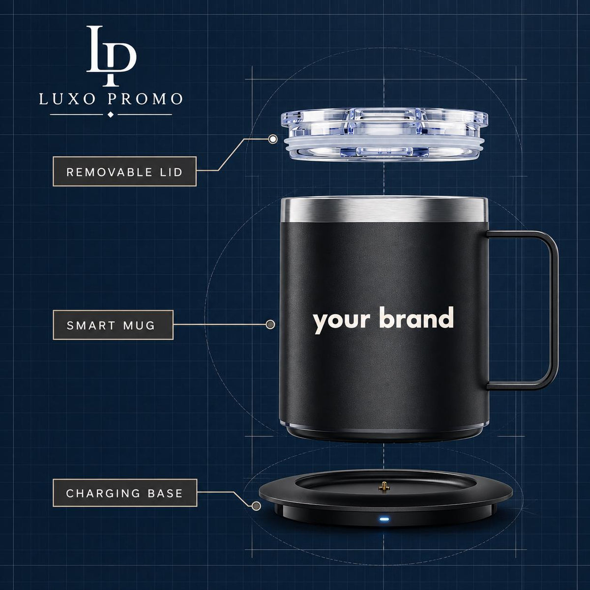 Personalized Smart Heated Mug, Custom Logo Temperature Control Coffee Cup, Corporate Employee Client Executive Gift