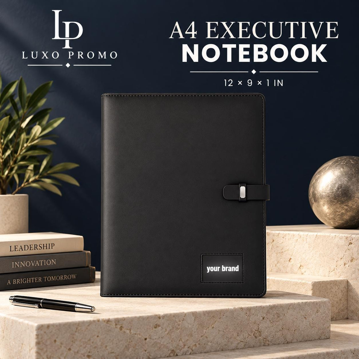 Personalized A4 Tech Portfolio, Custom Light-Up Logo Notebook Charger, Refillable Executive Padfolio Corporate Gift