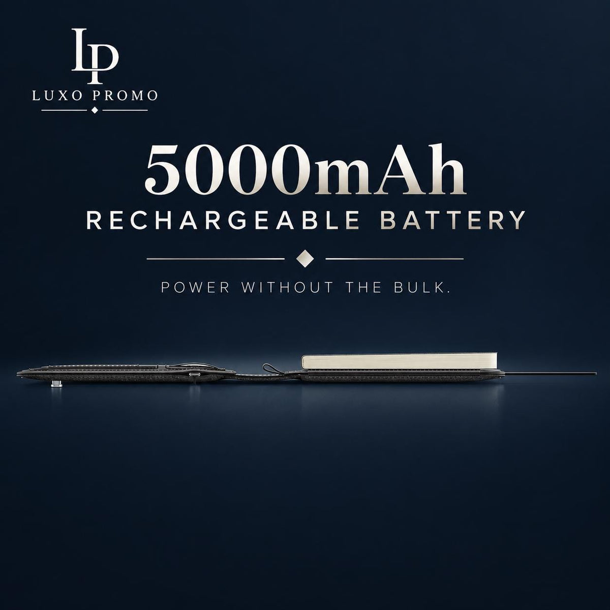 Personalized A5 Charging Portfolio, Custom Light-Up Logo 5000mAh Notebook, Refillable Executive Padfolio Corporate Gift