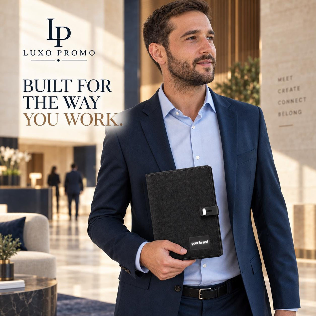 Personalized A5 Charging Portfolio, Custom Light-Up Logo 5000mAh Notebook, Refillable Executive Padfolio Corporate Gift