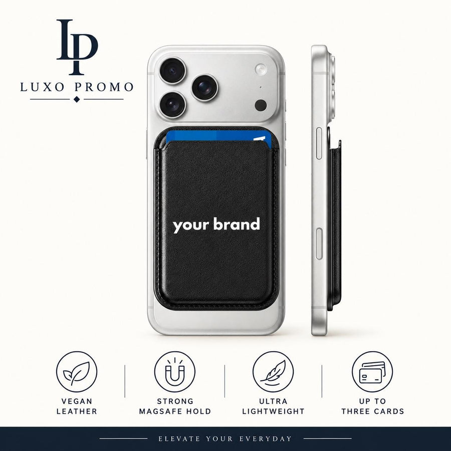 Personalized MagSafe Wallet, Custom Full Color Logo Vegan Leather Phone Card Holder, Branded Corporate Employee Gift