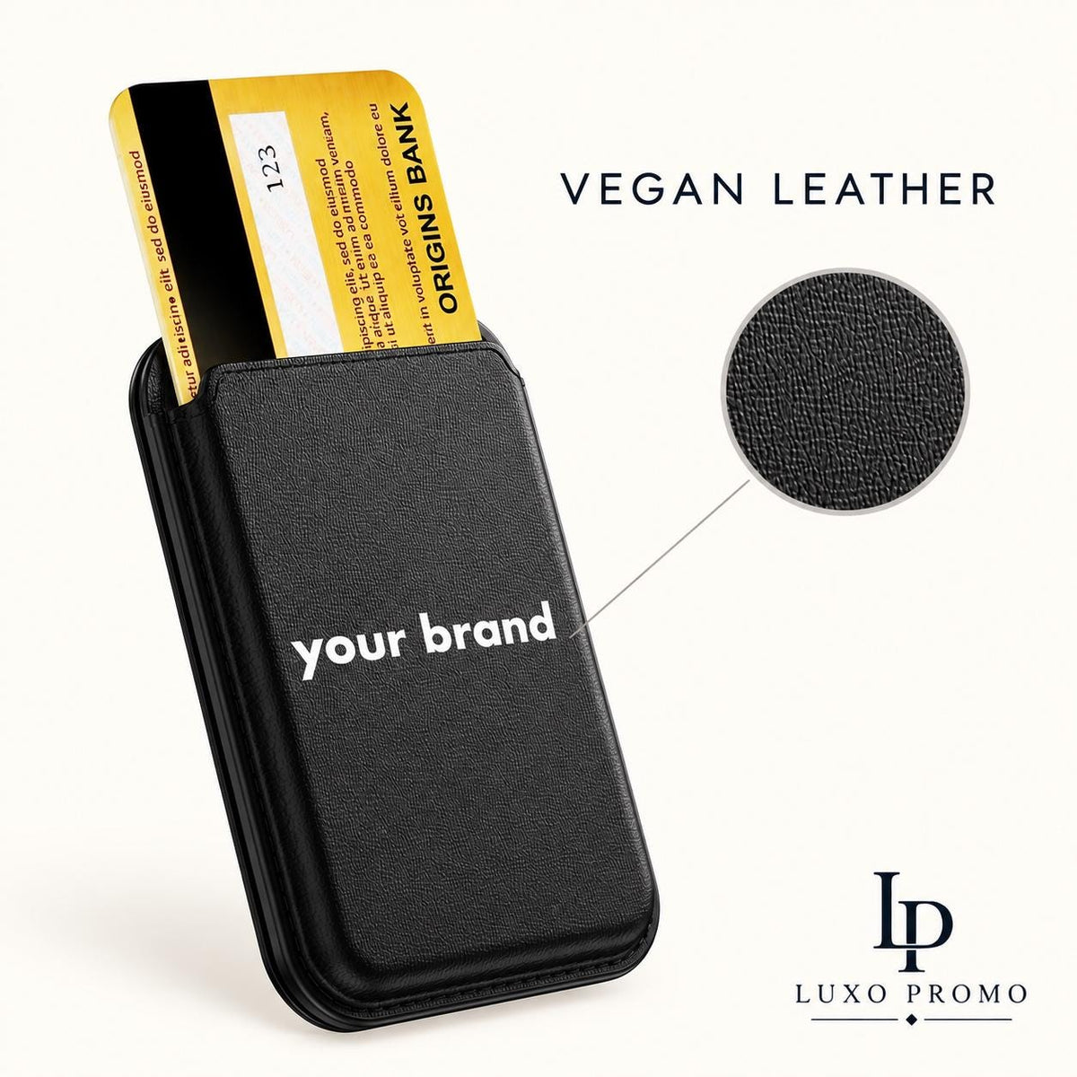 Personalized MagSafe Wallet Stand, Custom Logo Vegan Leather Card Holder, Magnetic Phone Kickstand, Corporate Employee Gift
