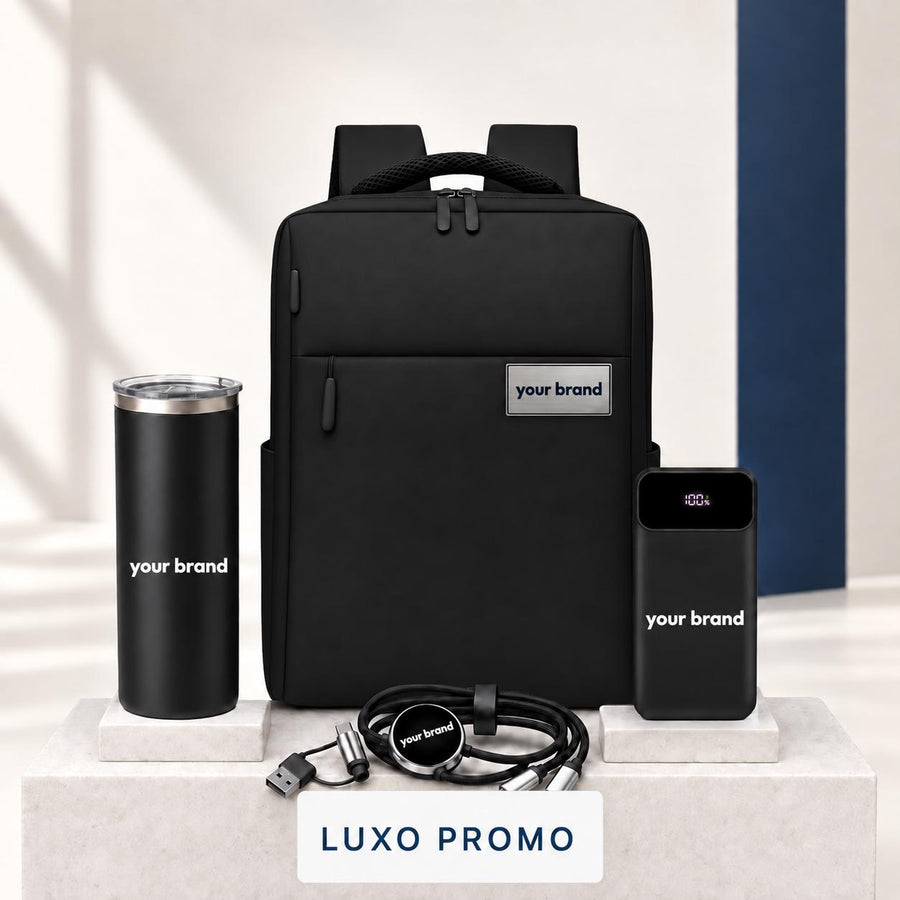 Personalized Backpack Gift Set, Custom Logo Premium Tumbler and Power Bank, Branded Staff Appreciation Gift, Employee Welcome Kit