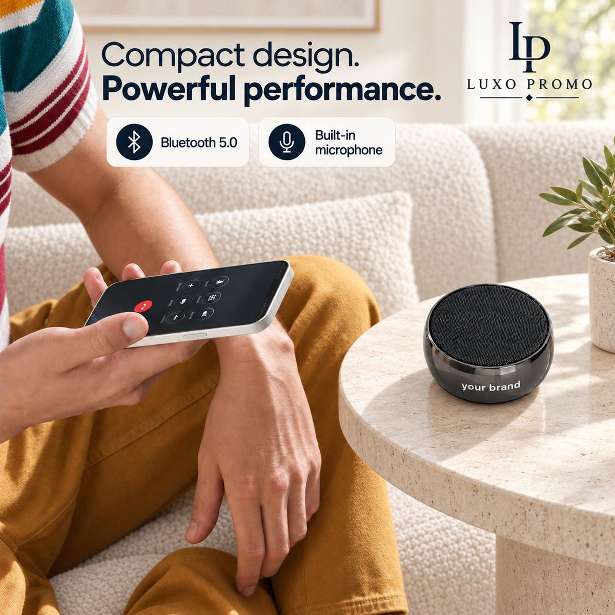 Personalized Titanium Bluetooth Speaker, Custom Laser Engraved Logo, Branded Corporate Gift for Employees and Clients