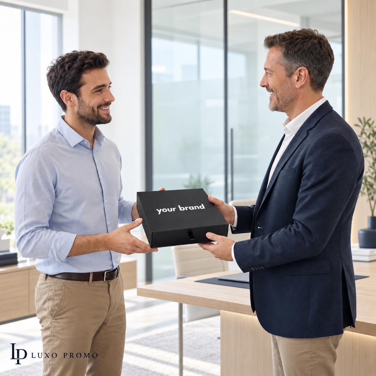 Personalized Signature Corporate Gift Box, Custom Logo Smart Thermos, Titanium MagSafe Power Bank, Cable and Pen, Executive Employee Gift