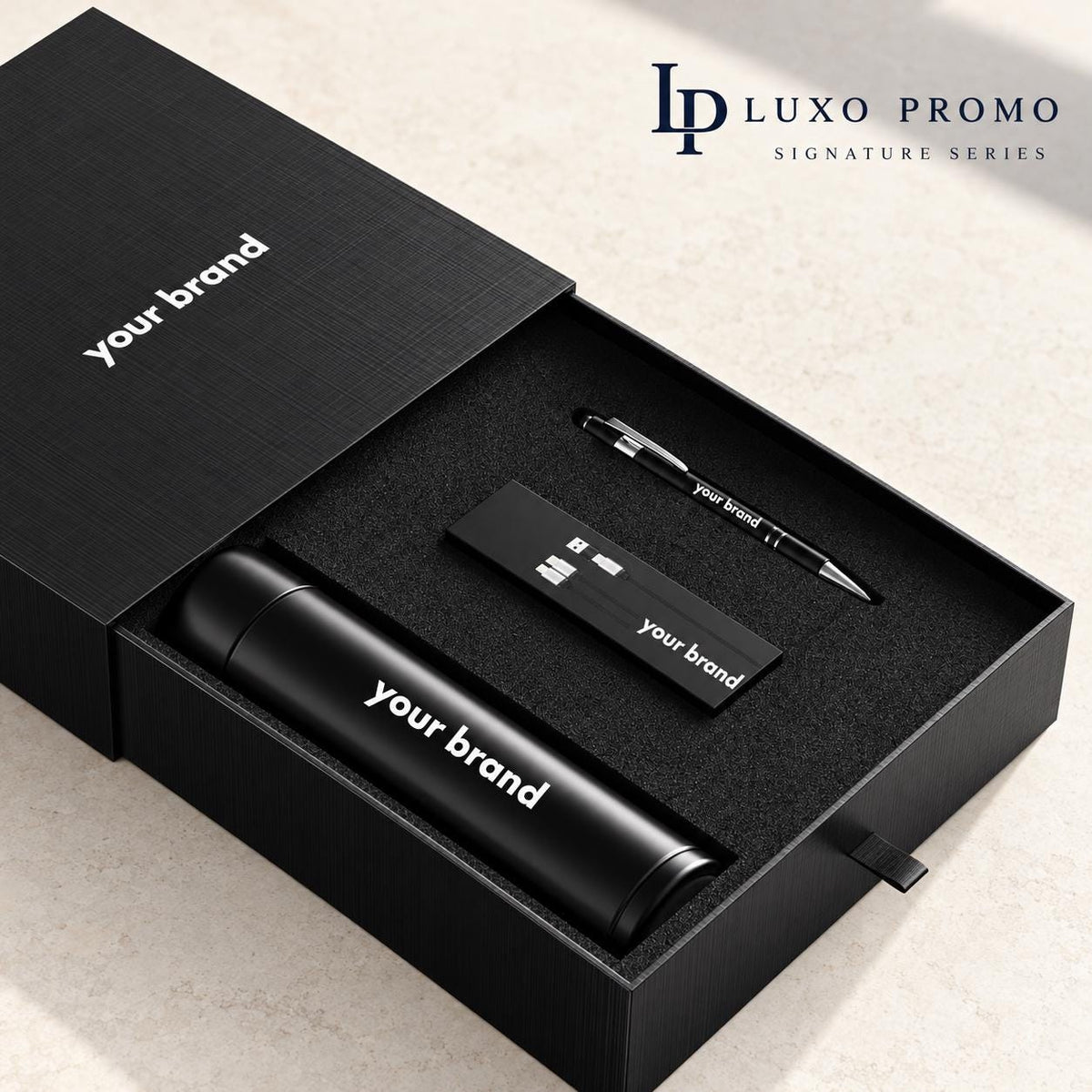 Personalized Corporate Gift Box, Custom Logo 18oz Tumbler, Light-Up 3-in-1 Charging Cable & Stylus Pen, Employee Welcome Gift