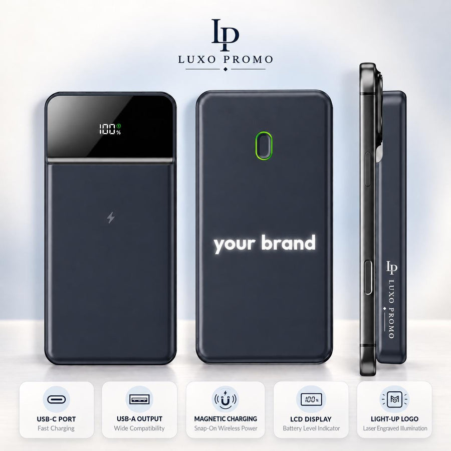 Personalized MagSafe Power Bank, Custom Light-Up Logo Charger, Corporate Gift, Bulk Branded 10000mAh Charger