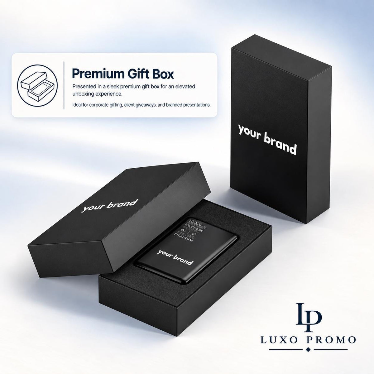 Personalized Titanium MagSafe Power Bank, Custom Logo Charger, Corporate Gift, Bulk Branded 10000mAh Charger