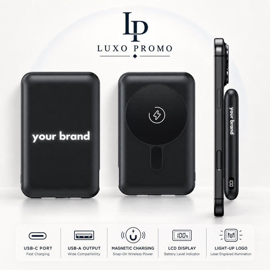 Personalized Light-Up MagSafe Power Bank, Custom Logo Charger, Corporate Gift, Branded 10000mAh Portable Charger