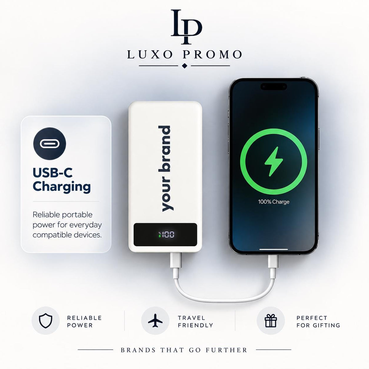 Personalized Flashlight Power Bank, Custom Logo Portable Charger, Corporate Gift, Branded 10000mAh USB-C Fast Charger