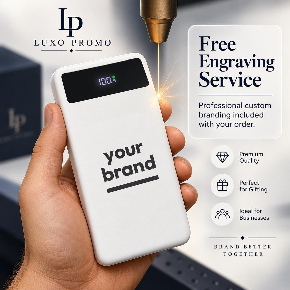 Personalized Flashlight Power Bank, Custom Logo Portable Charger, Corporate Gift, Branded 10000mAh USB-C Fast Charger