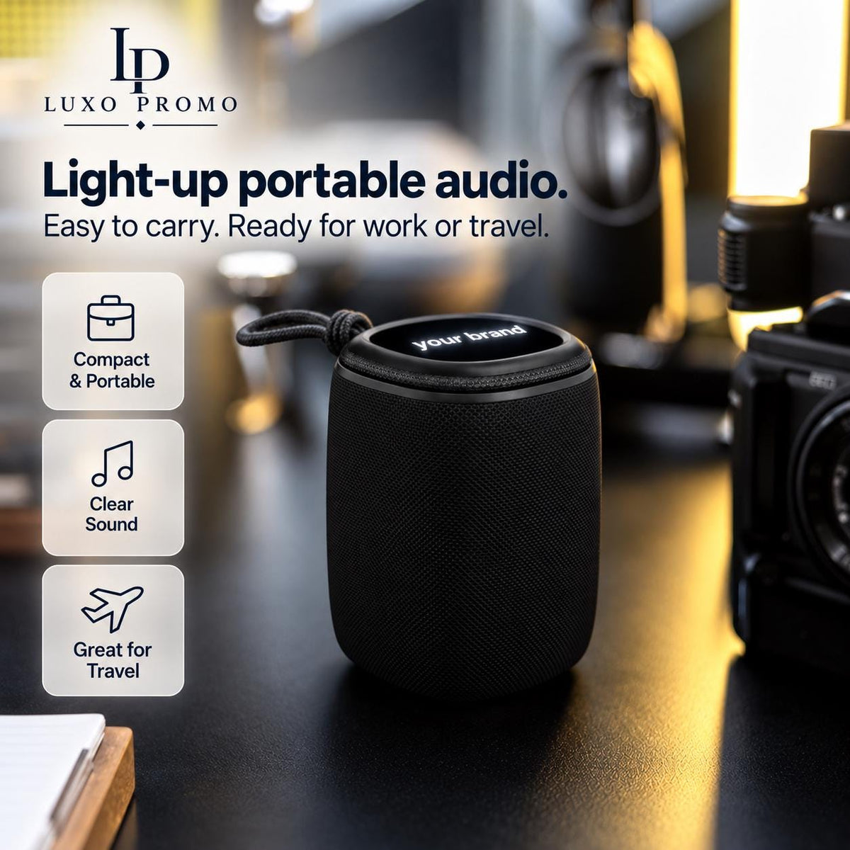 Personalized Light-Up Bluetooth Speaker, Custom Logo Wireless SoundBox, Portable TWS Corporate Gift for Employees