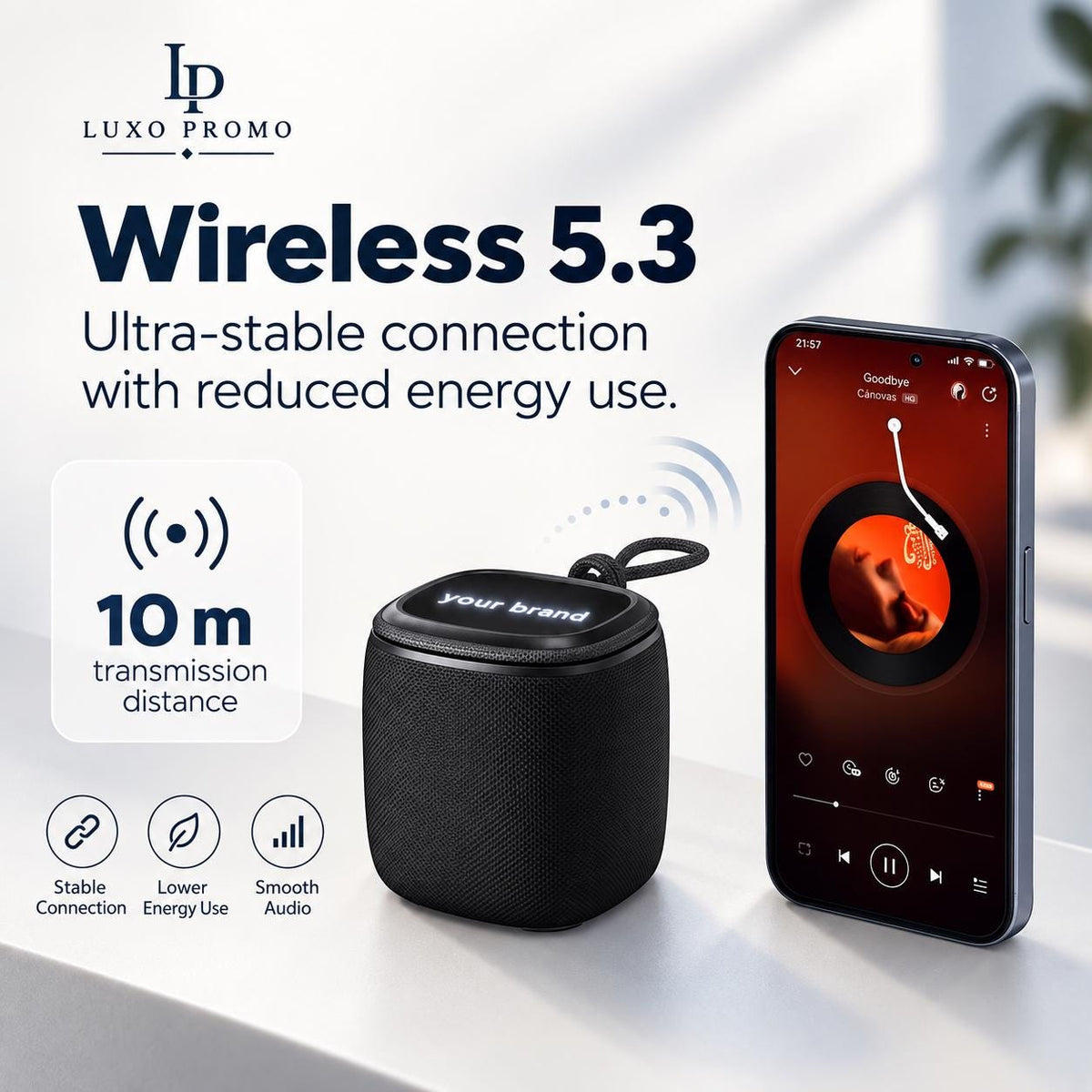 Personalized Light-Up Bluetooth Speaker, Custom Logo Wireless SoundBox, Portable TWS Corporate Gift for Employees