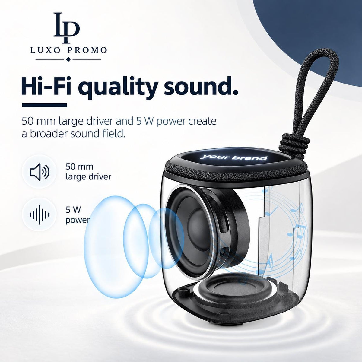 Personalized Light-Up Bluetooth Speaker, Custom Logo Wireless SoundBox, Portable TWS Corporate Gift for Employees