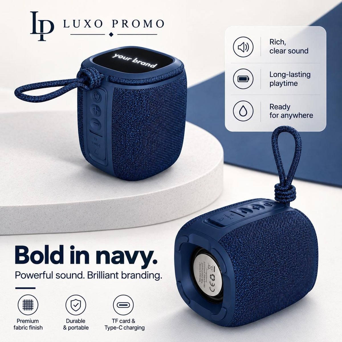 Personalized Light-Up Bluetooth Speaker, Custom Logo Wireless SoundBox, Portable TWS Corporate Gift for Employees