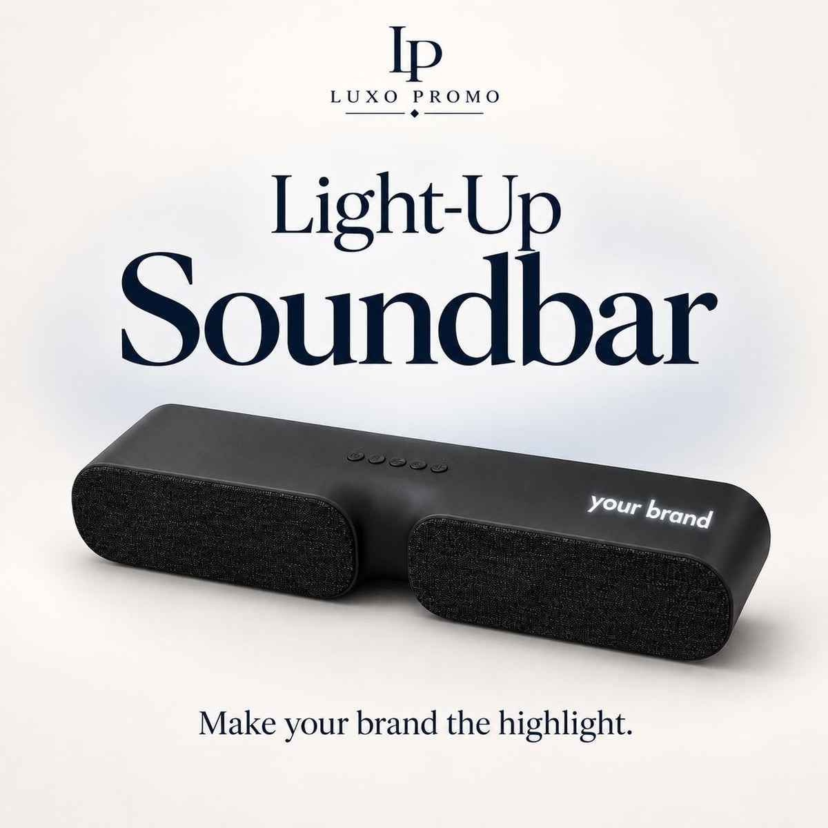 Personalized Light-Up Soundbar, Custom Logo 20W Bluetooth Speaker with HDMI USB-C SD Card, Corporate Employee Gift