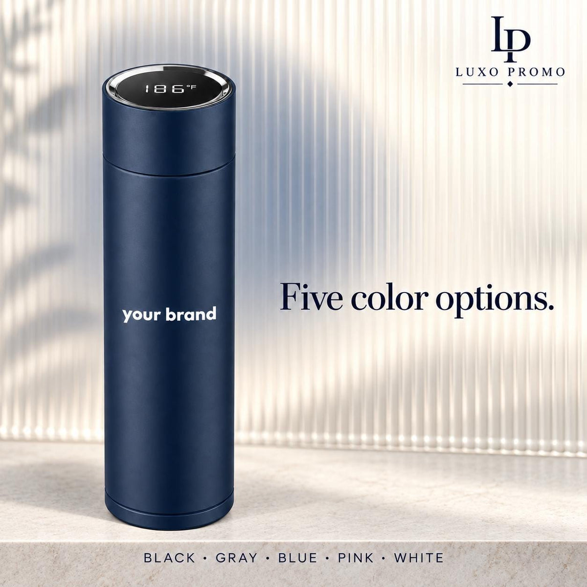 Personalized Smart Thermos, Custom Logo 16oz Temperature Display Bottle, Engraved Corporate Employee Client Gift