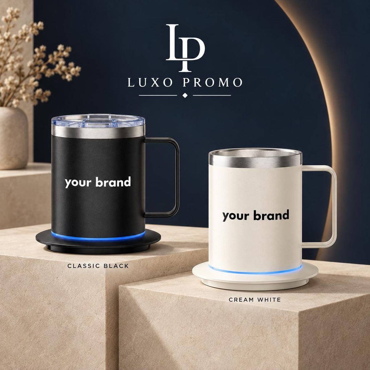 Personalized Smart Heated Mug, Custom Logo Temperature Control Coffee Cup, Corporate Employee Client Executive Gift