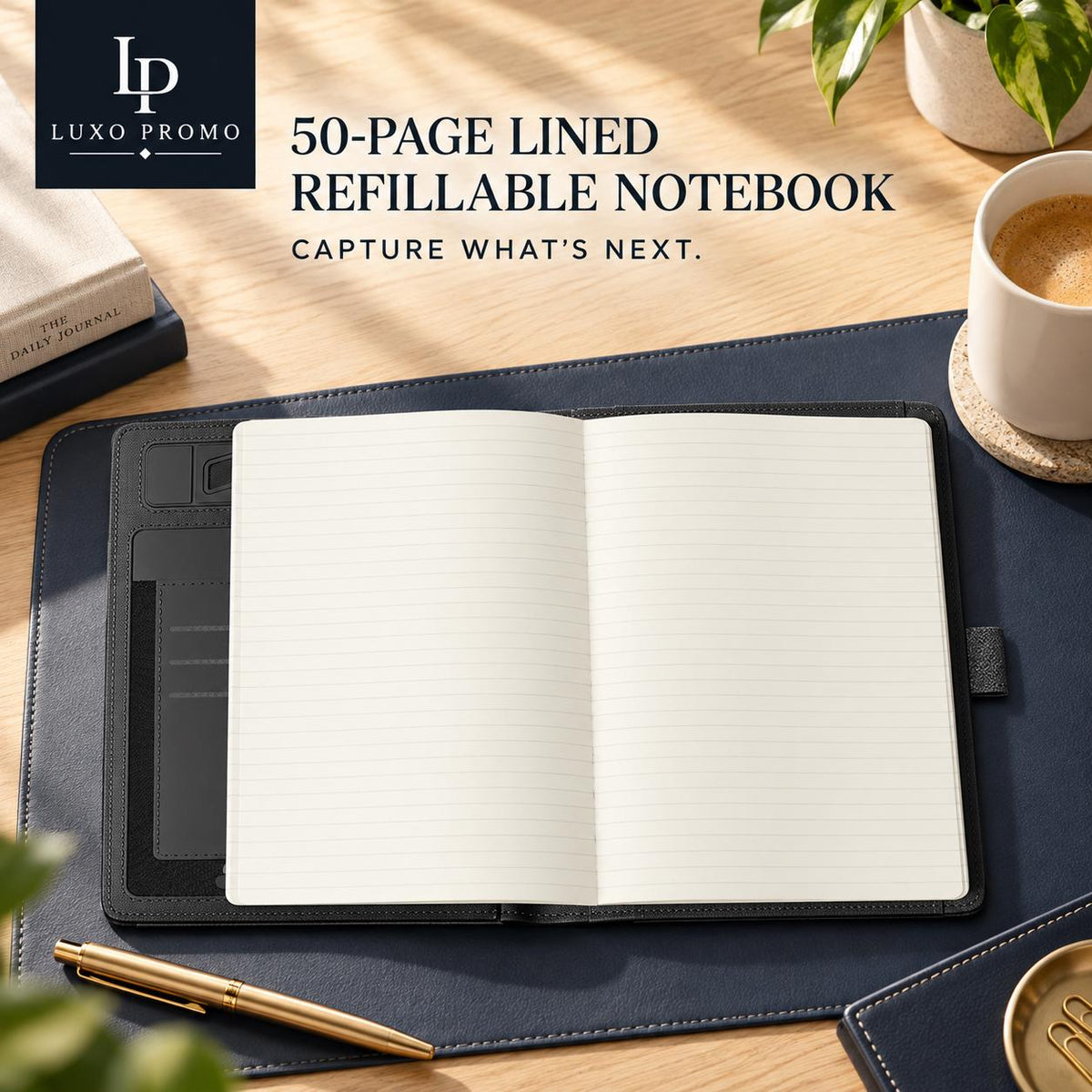Personalized A5 Charging Portfolio, Custom Light-Up Logo 5000mAh Notebook, Refillable Executive Padfolio Corporate Gift