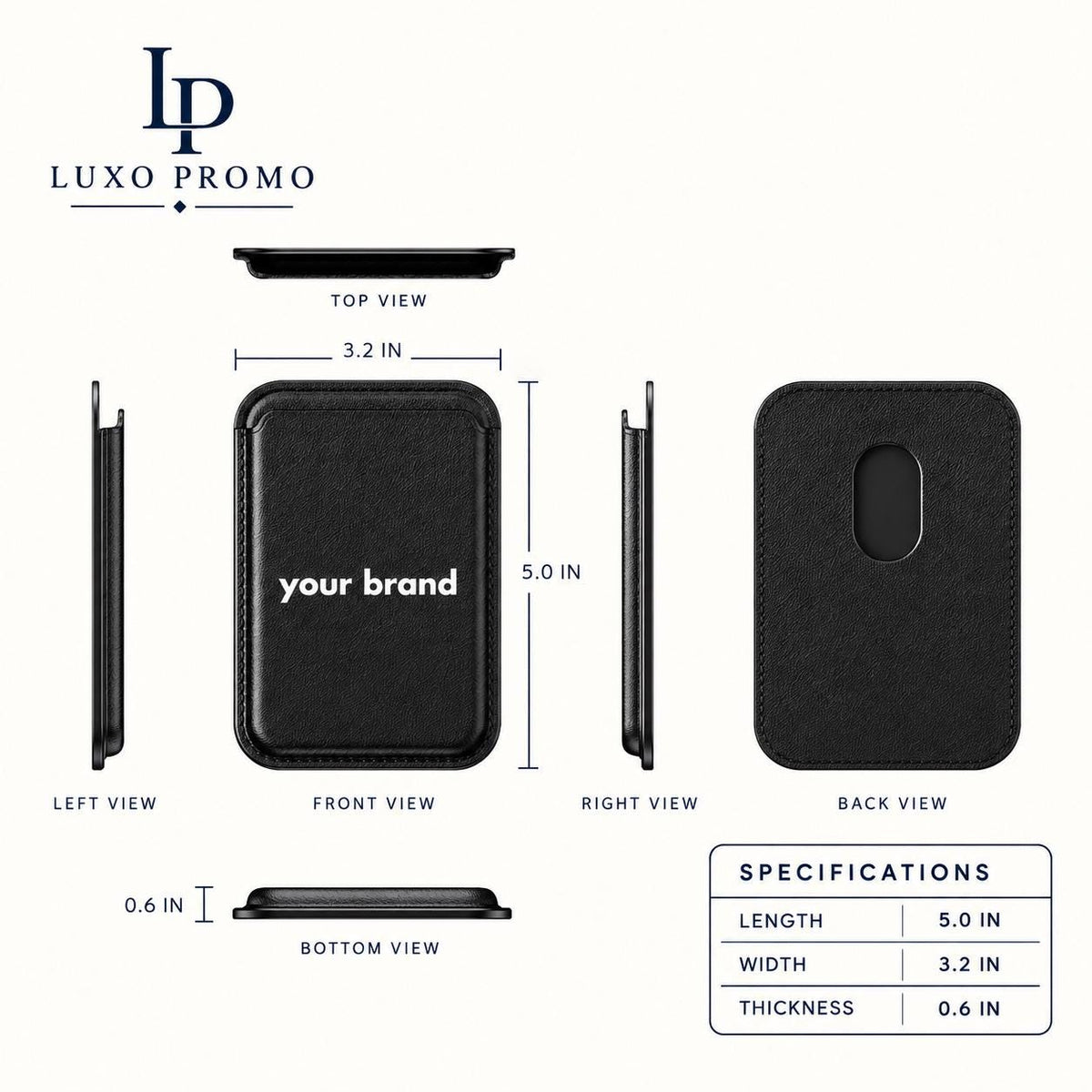 Personalized MagSafe Wallet, Custom Full Color Logo Vegan Leather Phone Card Holder, Branded Corporate Employee Gift