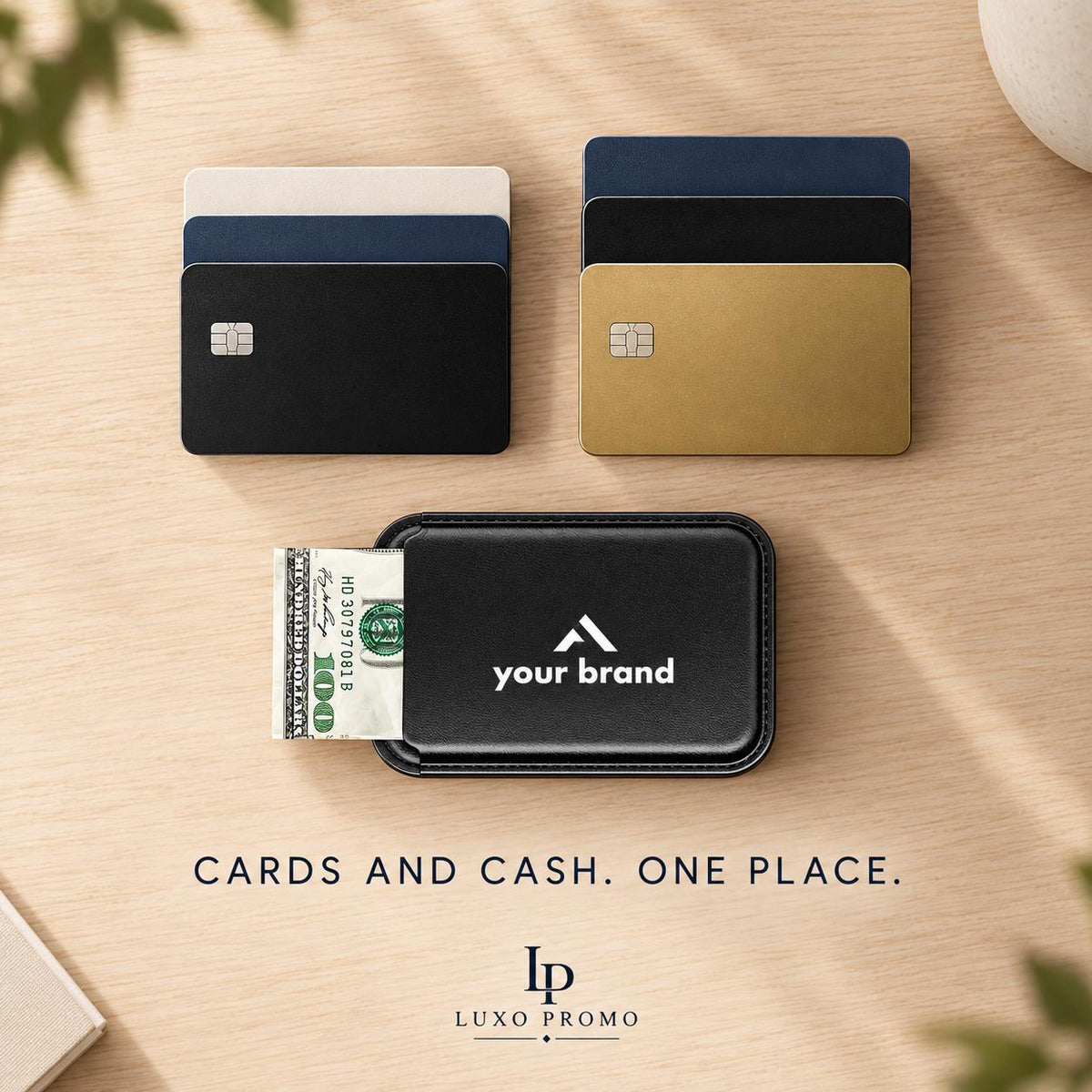 Personalized MagSafe Wallet Stand, Custom Logo Vegan Leather Card Holder, Magnetic Phone Kickstand, Corporate Employee Gift