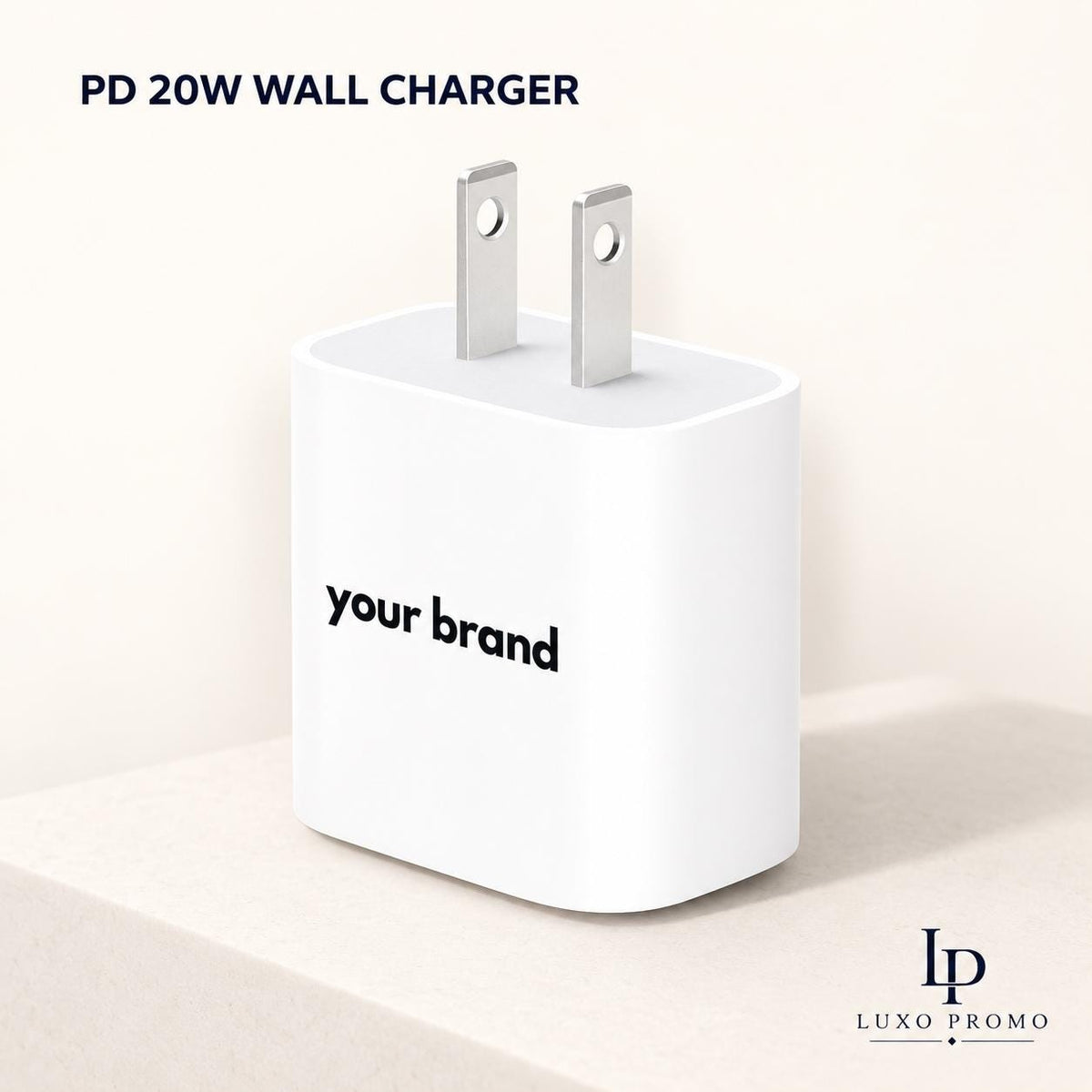 Personalized 20W USB C Wall Charger, Custom Logo PD Fast Charging Adapter, Branded Corporate Employee Client Tech Gift