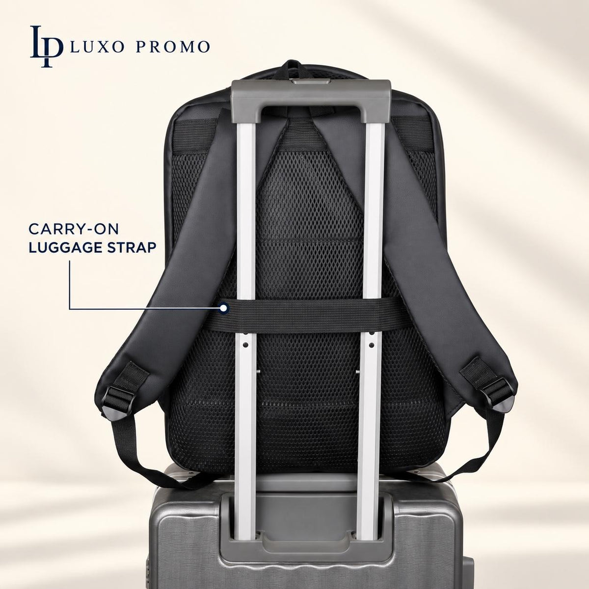 Personalized Oxford Laptop Backpack, Custom Logo USB Business Bag, Branded Corporate Employee Gift, Black or Navy Travel Backpack