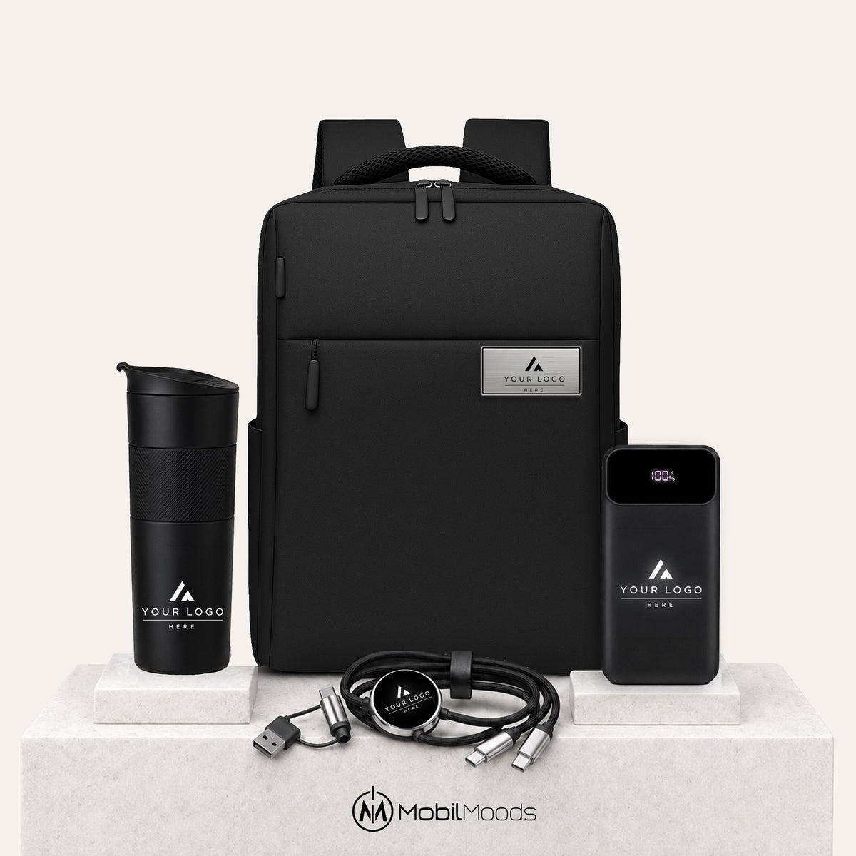 Personalized Backpack Gift Set, Custom Logo 18oz Tumbler and Power Bank, Branded Law Firm Welcome Kit, Employee Appreciation Gift