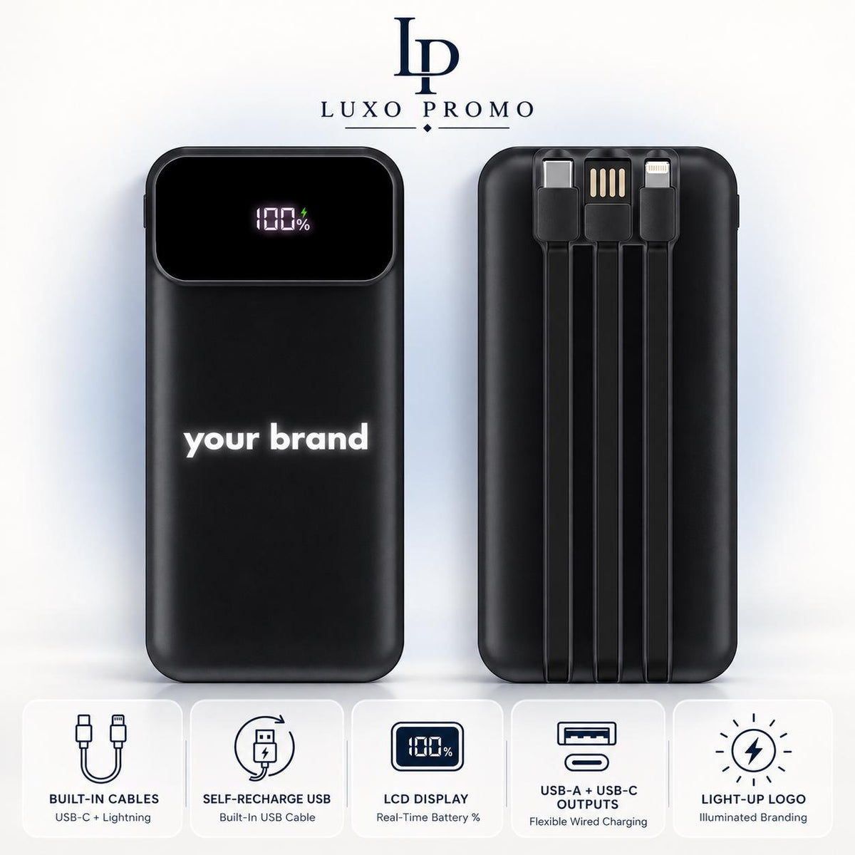Personalized Premium Backpack Gift Set, Custom Logo Smart Thermos, Power Bank and ANC Earbuds, Branded Executive Employee Welcome Kit