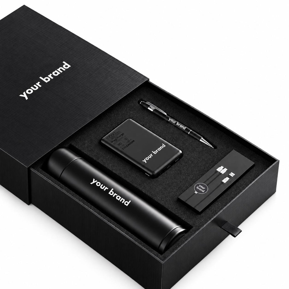 Personalized Signature Gift Box, Custom Logo Smart Thermos, Built-In Cable Power Bank, Light-Up Cable and Pen, Corporate Employee Gift