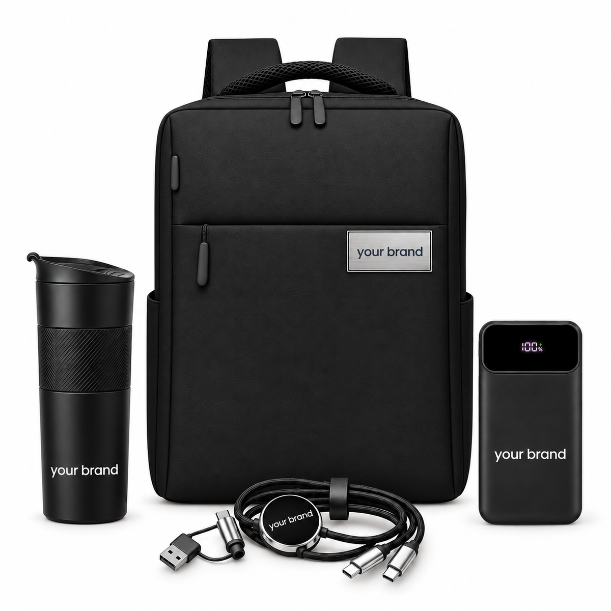 Personalized Backpack Gift Set, Custom Logo 18oz Tumbler and Power Bank, Branded Law Firm Welcome Kit, Employee Appreciation Gift